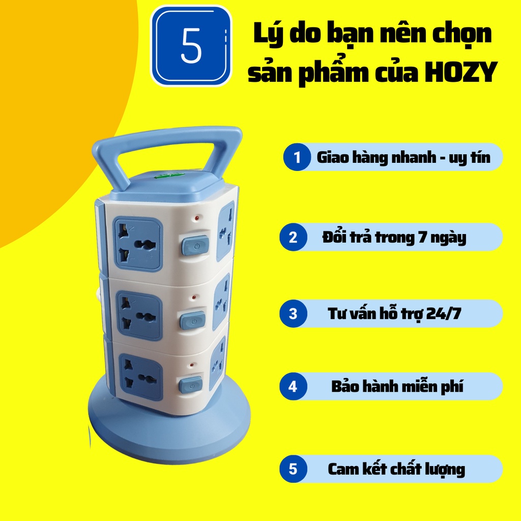 Ổ cắm điện nối dài đa năng hình trụ 8 lỗ, 12 lỗ chịu tải cao chống cháy