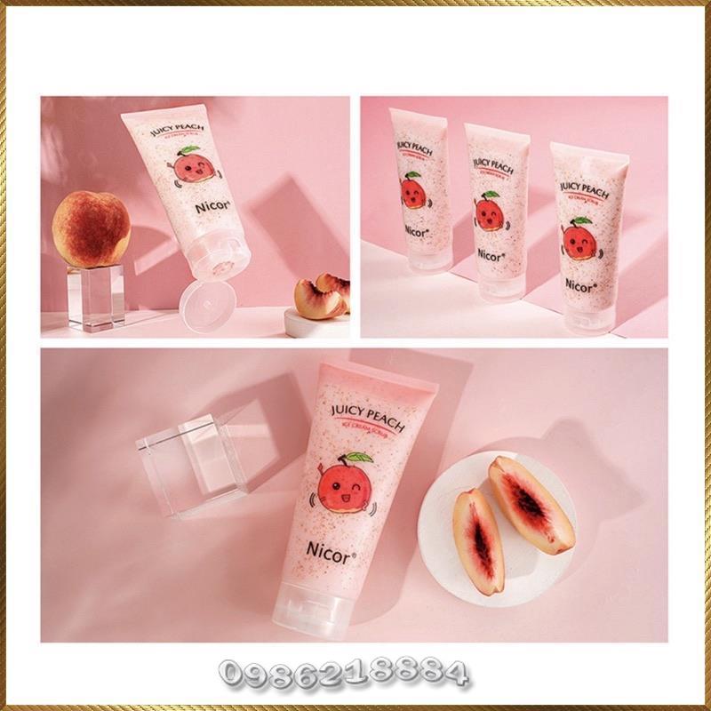 Tẩy tế bào chết toàn thân Chiết Xuất Đào NICOR Juicy Peach loại bỏ da chết sạch bã nhờn bụi bẩn NJP2