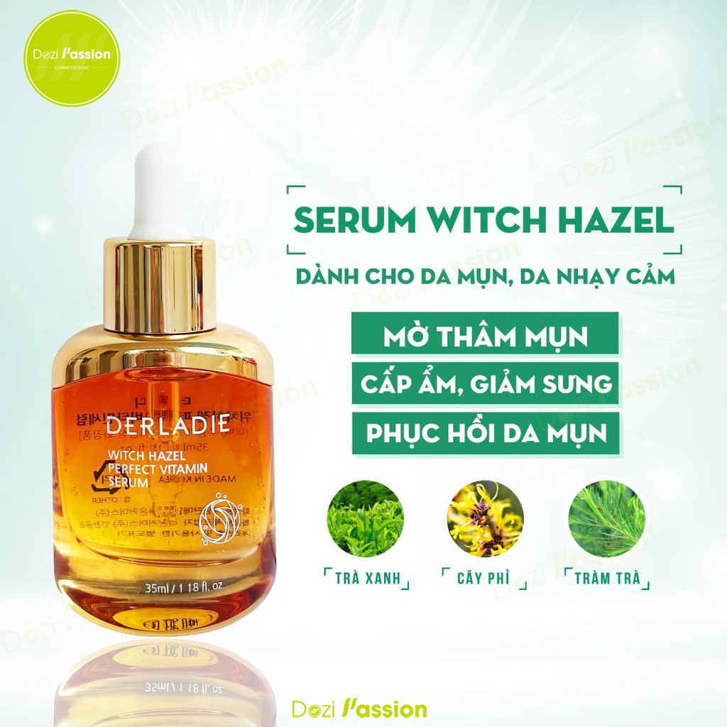 Serum Derladie Mờ Thâm, Phục Hồi Da Mụn, Sẹo Rỗ Chiết Xuất Cây Phỉ - Derladie Witch Hazel Perfect Vitamin Serum 35ml