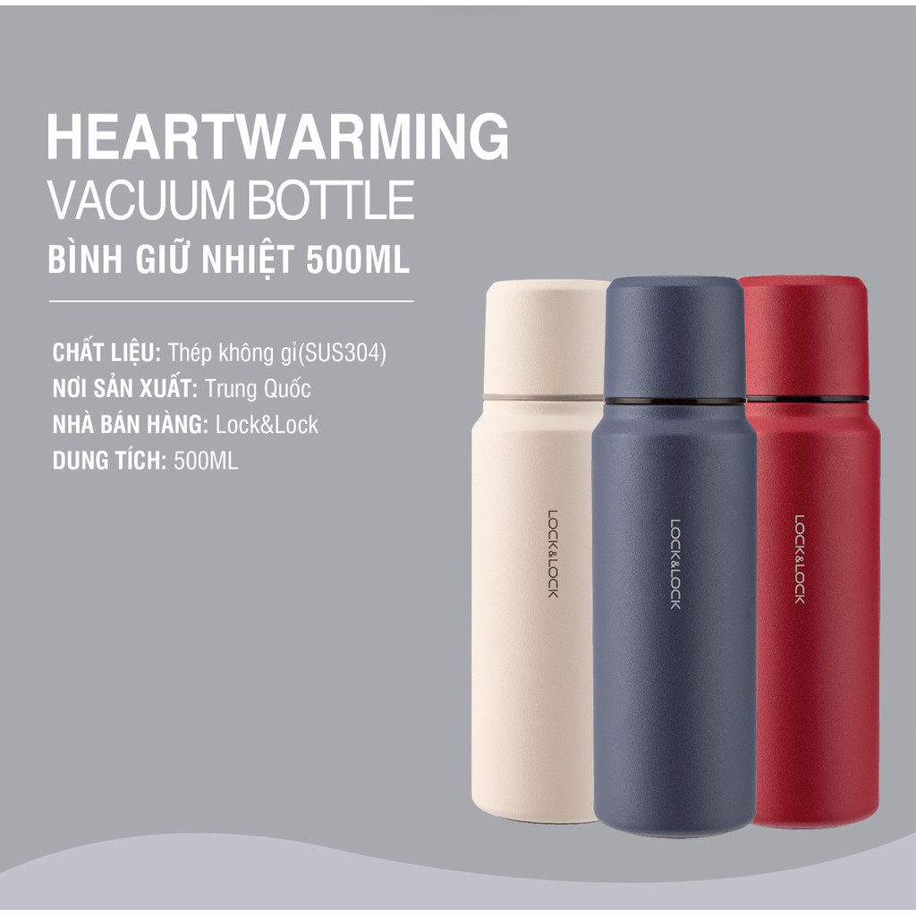 Bình giữ nhiệt Lock&Lock Heartwarming Vacuum Botte 500ml LHC1473 (3 màu) | BigBuy360 - bigbuy360.vn