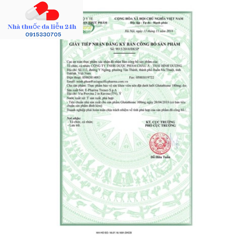 Viên ngậm trắng da Glutathion 100 mg nhập khẩu Ý Chính hãng hộp 30vien