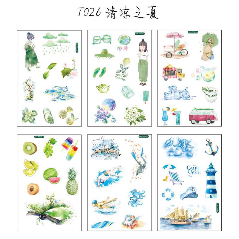 STICKER BULLET JOURNAL TRANG TRÍ SỔ TAY DỄ THƯƠNG BỘ 6 TẤM