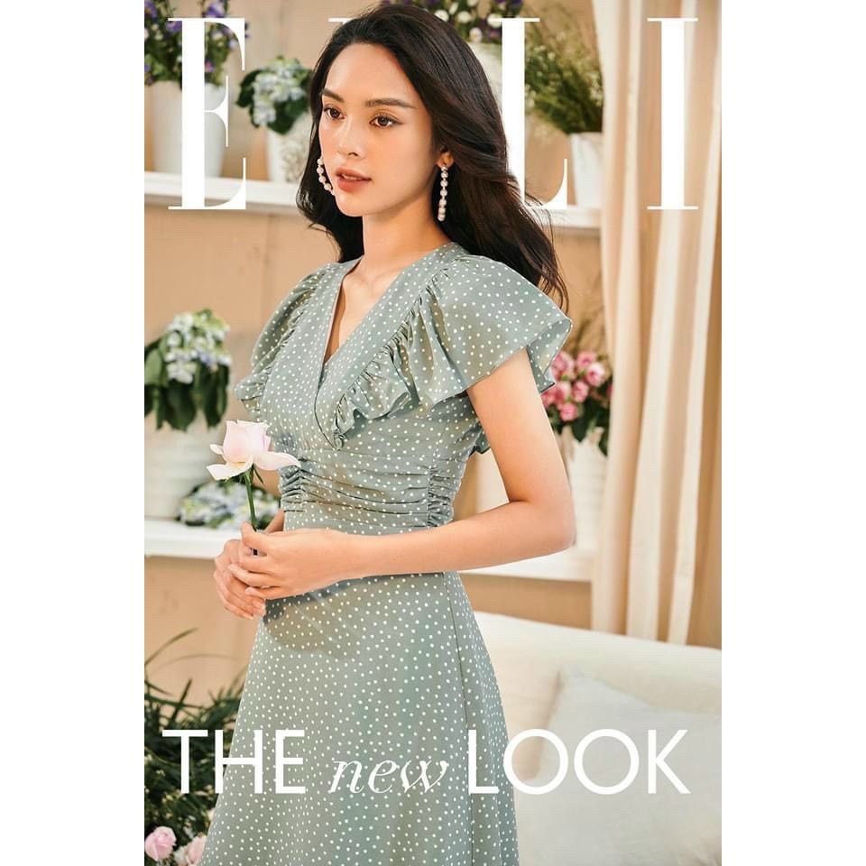 Váy chấm bi cổ chữ V cánh tiên xinh xắn AH08 | BigBuy360 - bigbuy360.vn