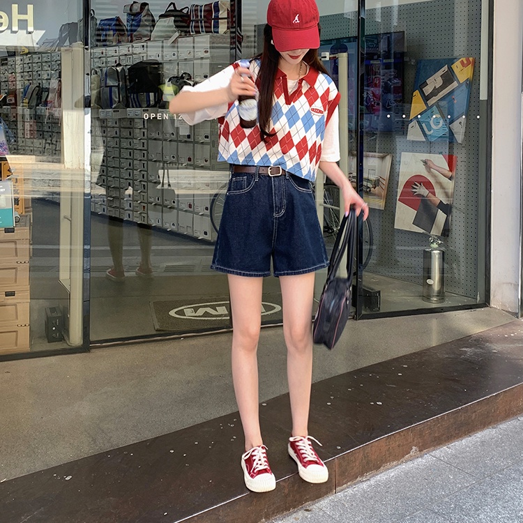 Quần Short Denim Lưng Cao Ống Rộng Thời Trang Hàn Quốc