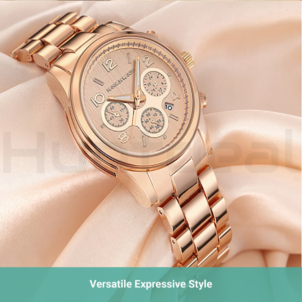 Meur Women Business Watch Luxury Quartz Watches Rhinestone Stainless Steel Metal Strap