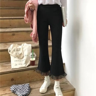 [ Sẵn M  - L ]  Quần âu ống loe phối lưới bèo Ulzzang