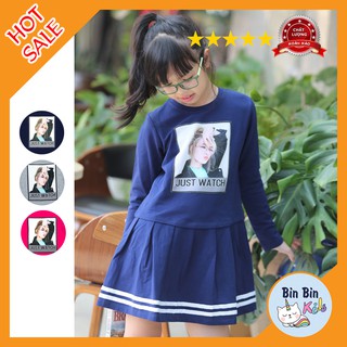 Váy Liền Thể Thao Đuôi Cá HAPPY CAT Bé Gái Từ 6-14 Tuổi_Váy Cho Bé Gái Thu Đông Dáng Xòe Nỉ Da Cá Siêu Xinh_Có Sẵn