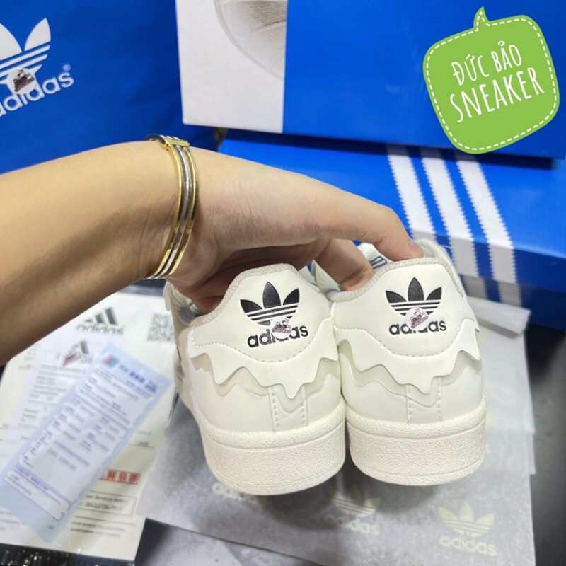 Giày adidas sò kem siêu cấp . Giay sneaker buộc dây nam nữ full hộp