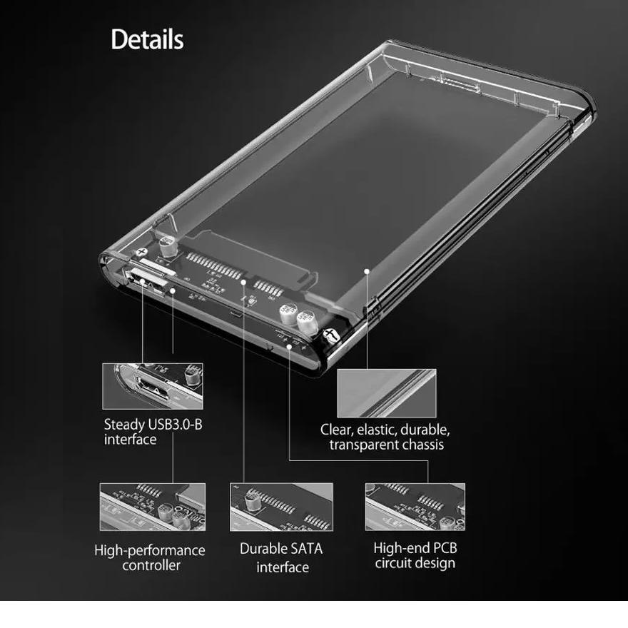 Hộp Đựng Ổ Cứng Ngoài Hdd / Ssd Trong Suốt 2.5 "Usb 3.0 Sata