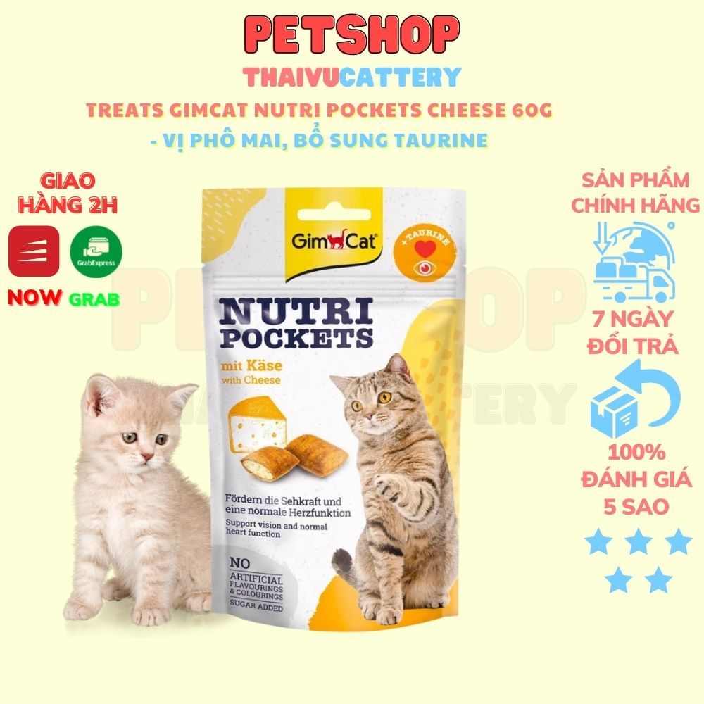 Treats Gimcat Nutri Pockets Cheese 60g - Vị phô mai, bổ sung Taurine