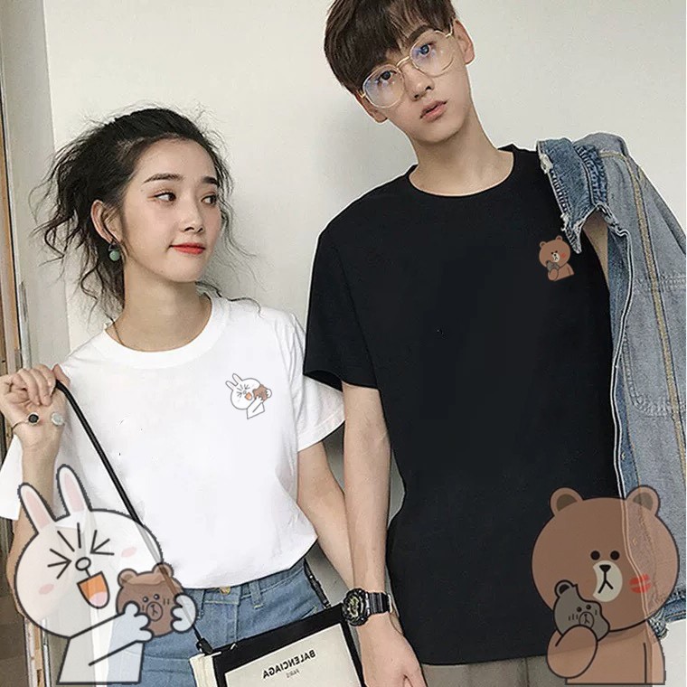 Áo đôi, Áo cặp Couple Cony,Brown - Tay ngắn - AB378,379