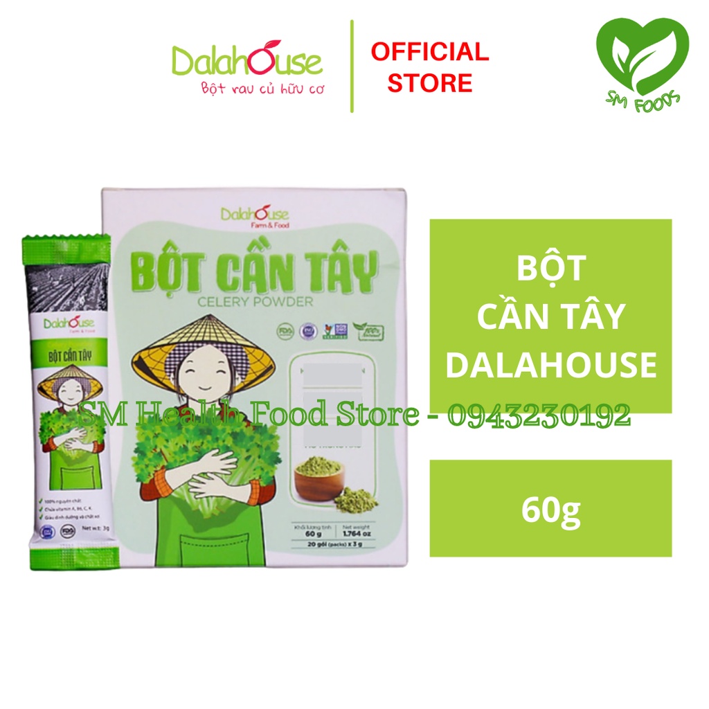 Bột Cần Tây Sấy Lạnh Nguyên Chất Dalahouse 60g / 120g / 150g / 10 gói nhỏ 3g