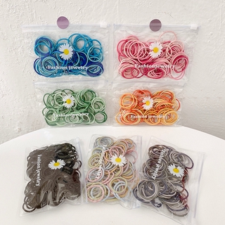 Set 100 dây buộc tóc cao su co giãn nhiều màu sắc tùy chọn thời trang xinh xắn