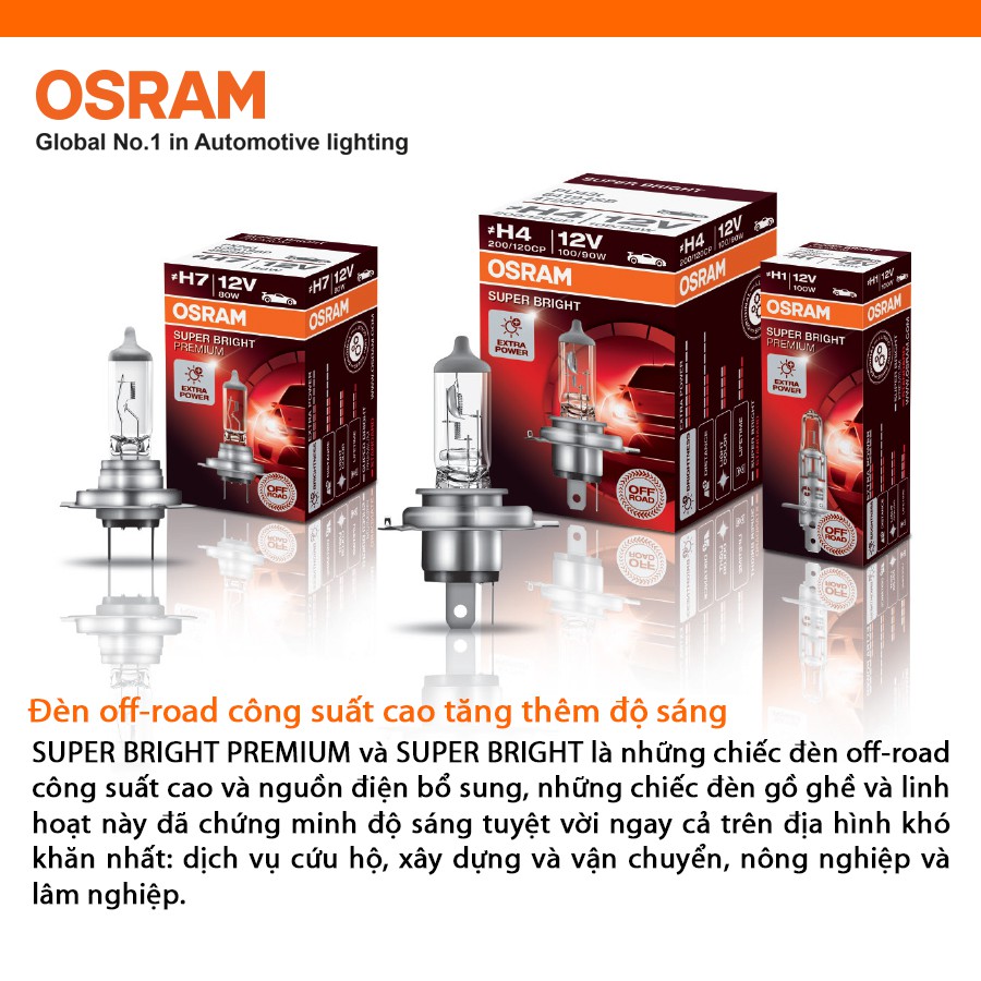 Bóng đèn halogen OSRAM SUPER BRIGHT PREMIUM H4 12v 100/90w