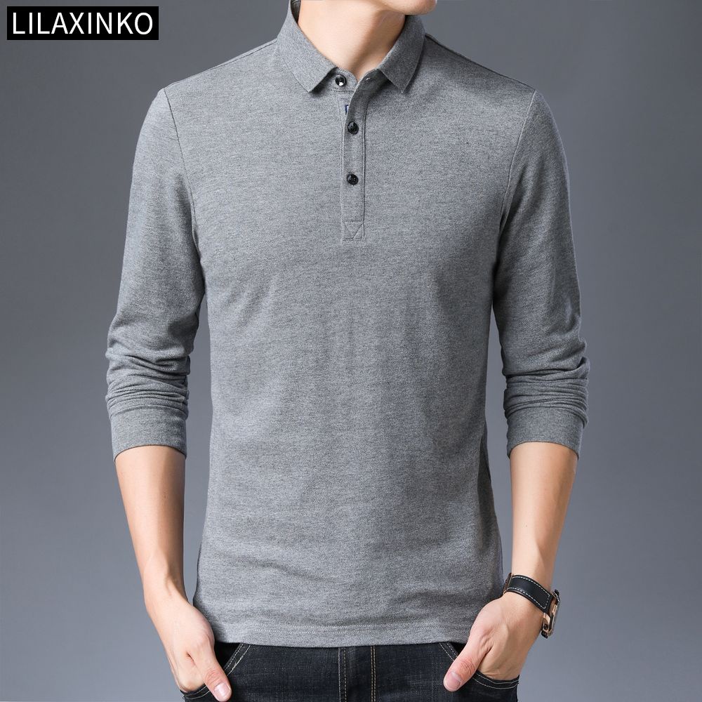 Áo Thun Polo Tay Dài Vải Cotton 3 Màu Thời Trang Thu Đông Cho Nam