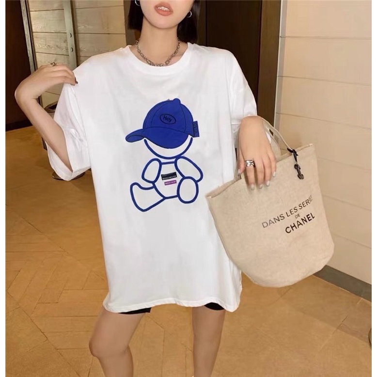 Áo thun nữ, Áo phông mũ thêu chất cotton mịn đẹp form giấu quần