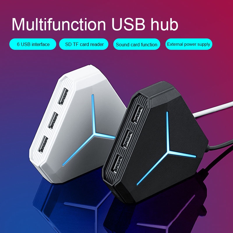 Bộ Chia USB 6 Cổng USB Hub 2.0 Tiện Dụng Hình Lục Giác Bộ chia cổng USB HUB mở rộng kết nối đa năng Có Đèn LED