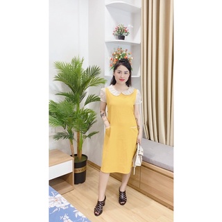 Váy bầu có cổ Thô đũi Hàn Quốc