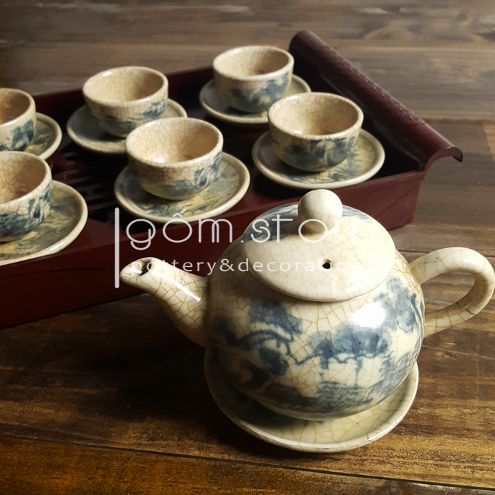 Ấm lẻ men rạn giả cổ không bọc gốm sứ Bát Tràng