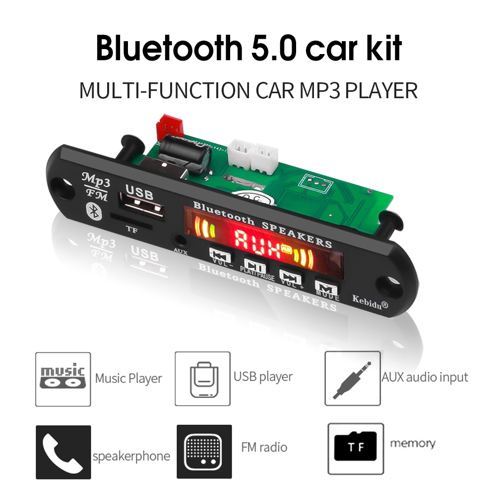 Bảng Giải Mã MP3 KEBIDUMEI JQ-D017BT Màn Hình Màu Bluetooth5.0 2 * 3W 12V Chức Năng Ghi Âm Cho Ô Tô