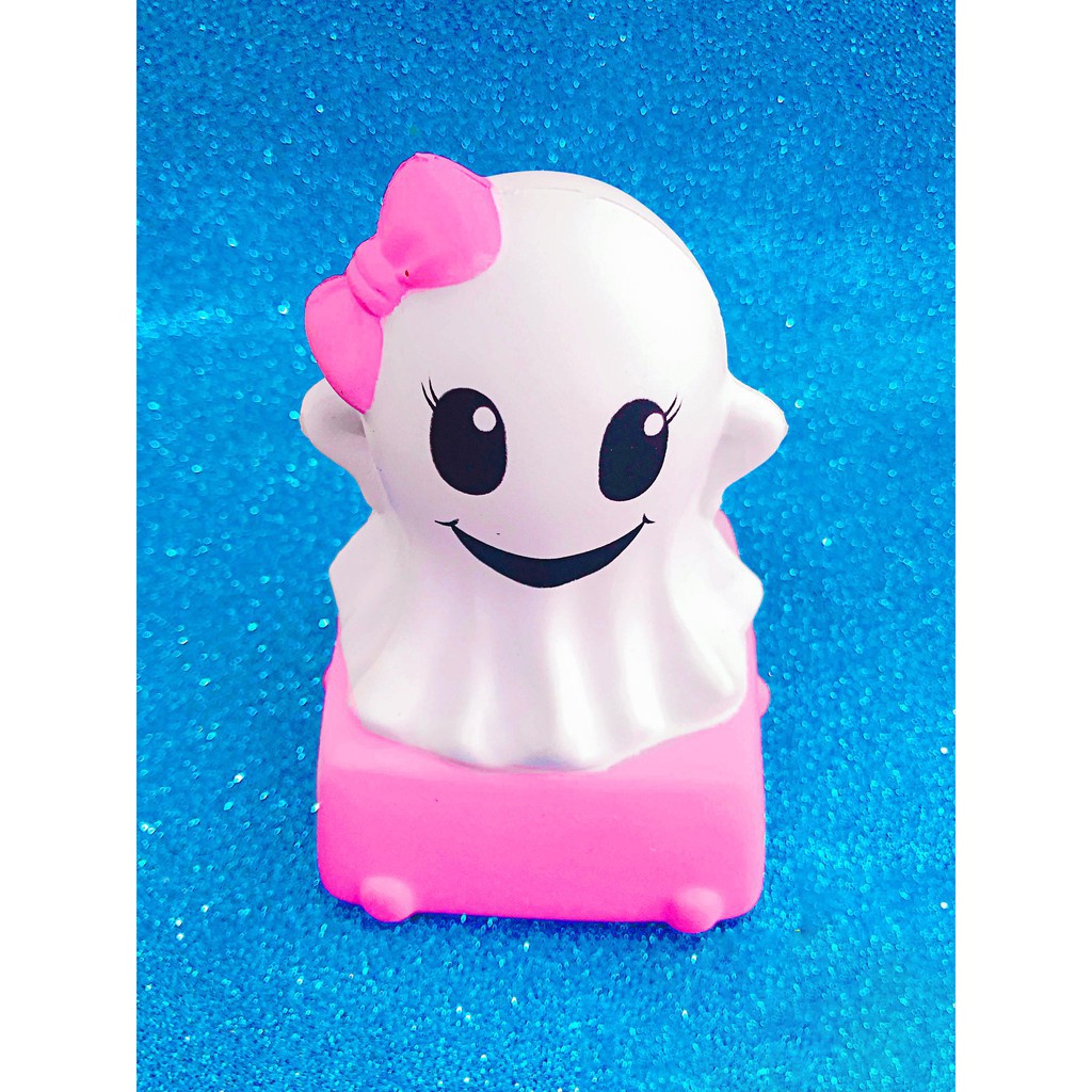 SQUISHY BÚP BÊ ĐEO NƠ HỒNG TẶNG KÈM BAO BÌ GHOST- SQUISHY MA HỒNG ĐÁNG YÊU