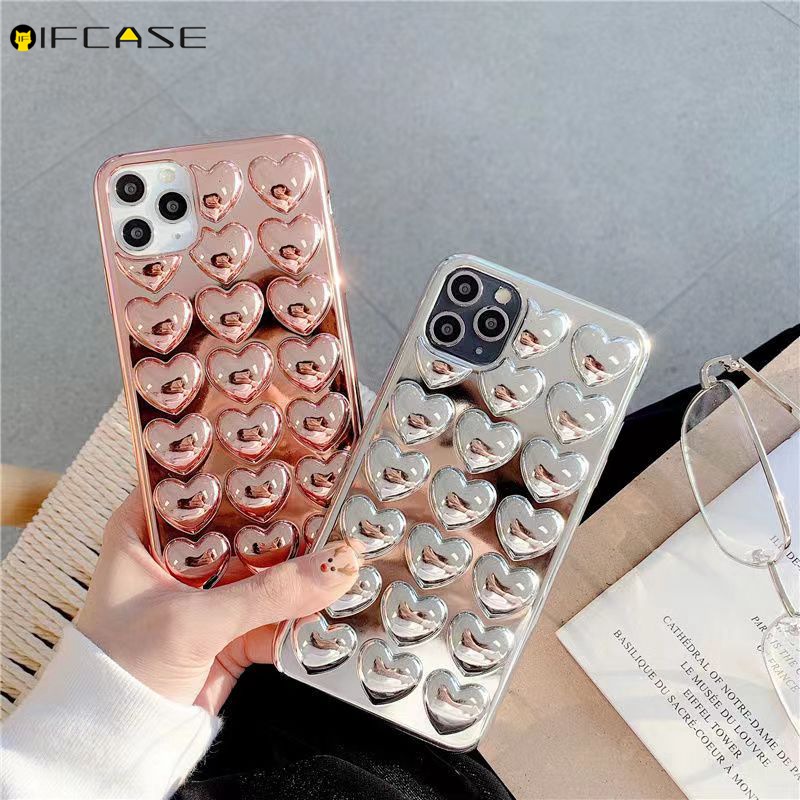 Ốp Điện Thoại Họa Tiết Trái Tim 3D Lấp Lánh Cho iPhone 13 12 Mini Pro XS Max XR X 7 8 6s Plus SE 2020