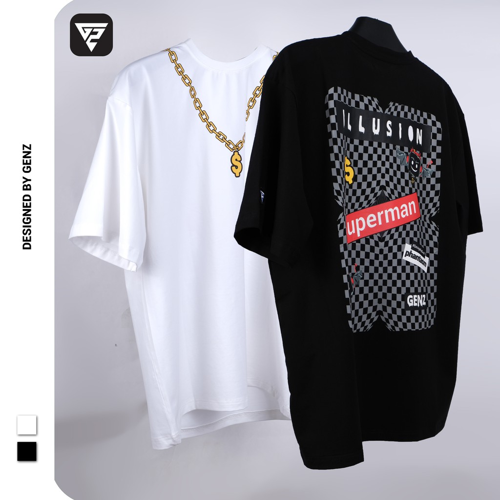 Áo thun tay lỡ GENZ phông Unisex nam nữ Cotton oversize form rộng Illusion Tee | BigBuy360 - bigbuy360.vn