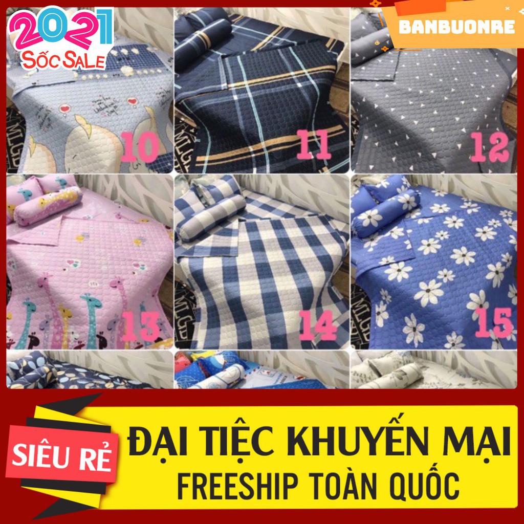 XẢ KHO Combo 1 ga chun 2 vỏ gối nằm cotton poly 1M2 mã 02