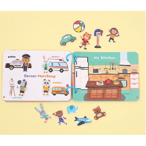 Học liệu bóc dán Montessori 10 trang chủ đề tiếng anh cho bé