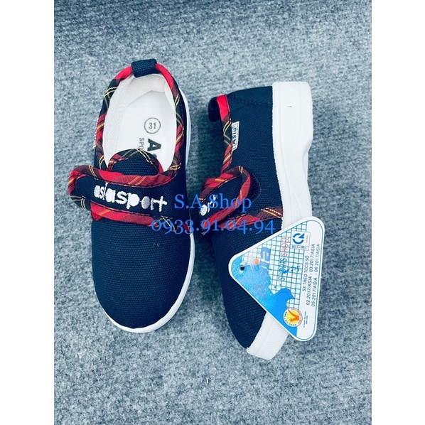 Giày thể dục ASIA vải DÁN XANH bé gái/trai