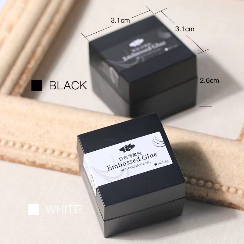 gel vẽ đậm đặt trắng đen , gel vẽ nổi , vẽ viền trang trí móng