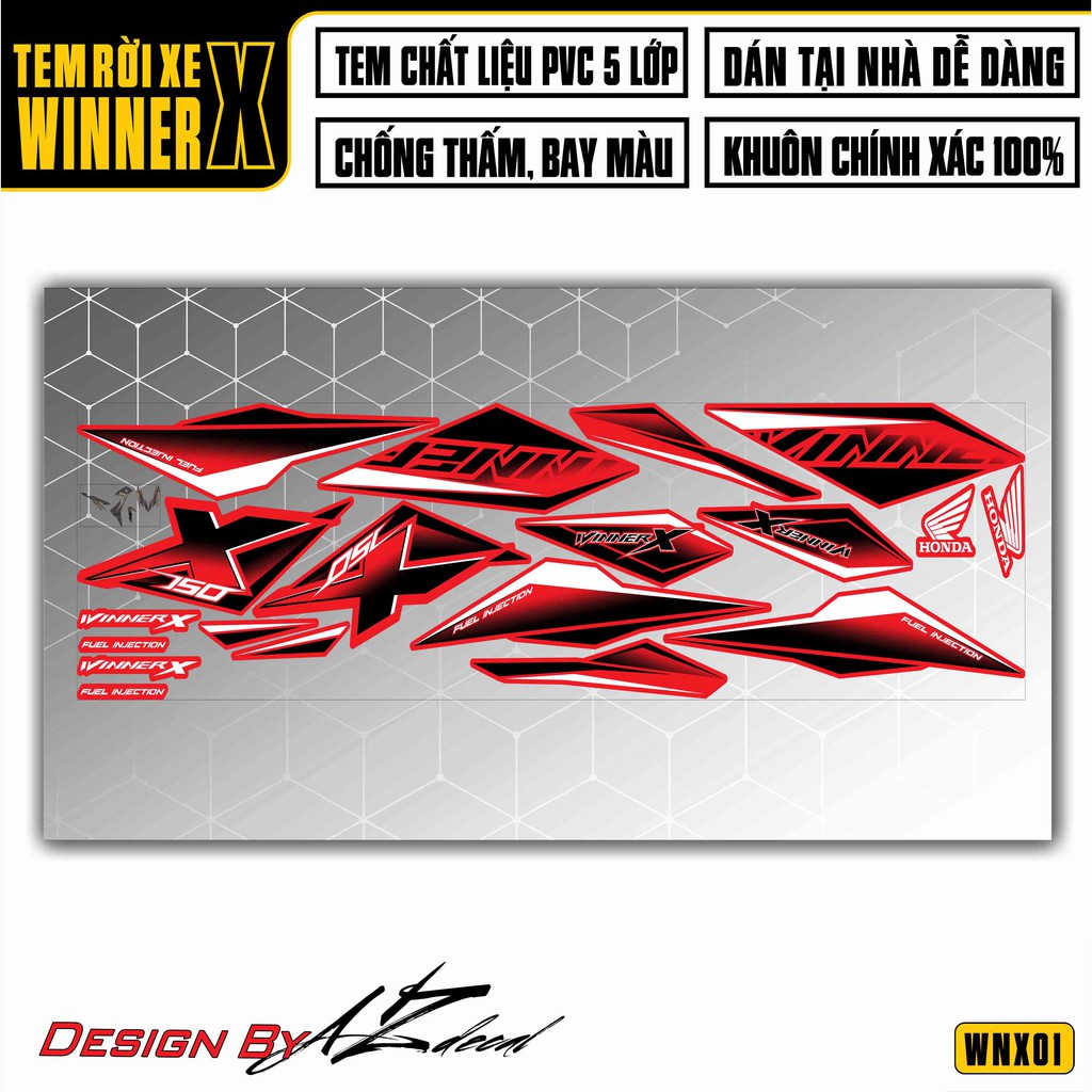 Tem Rời Xe Winner X | WNX01 | Decal Chế Chất Liệu Cao Cấp Chống Nước, Cắt Khuôn Sẵn Dễ Dán Tại Nhà