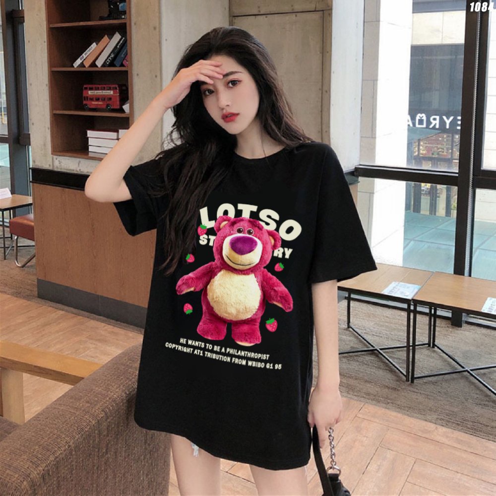 Áo thun nữ form rộng tay lỡ Gấu Lotso 1084 HY STUDIO