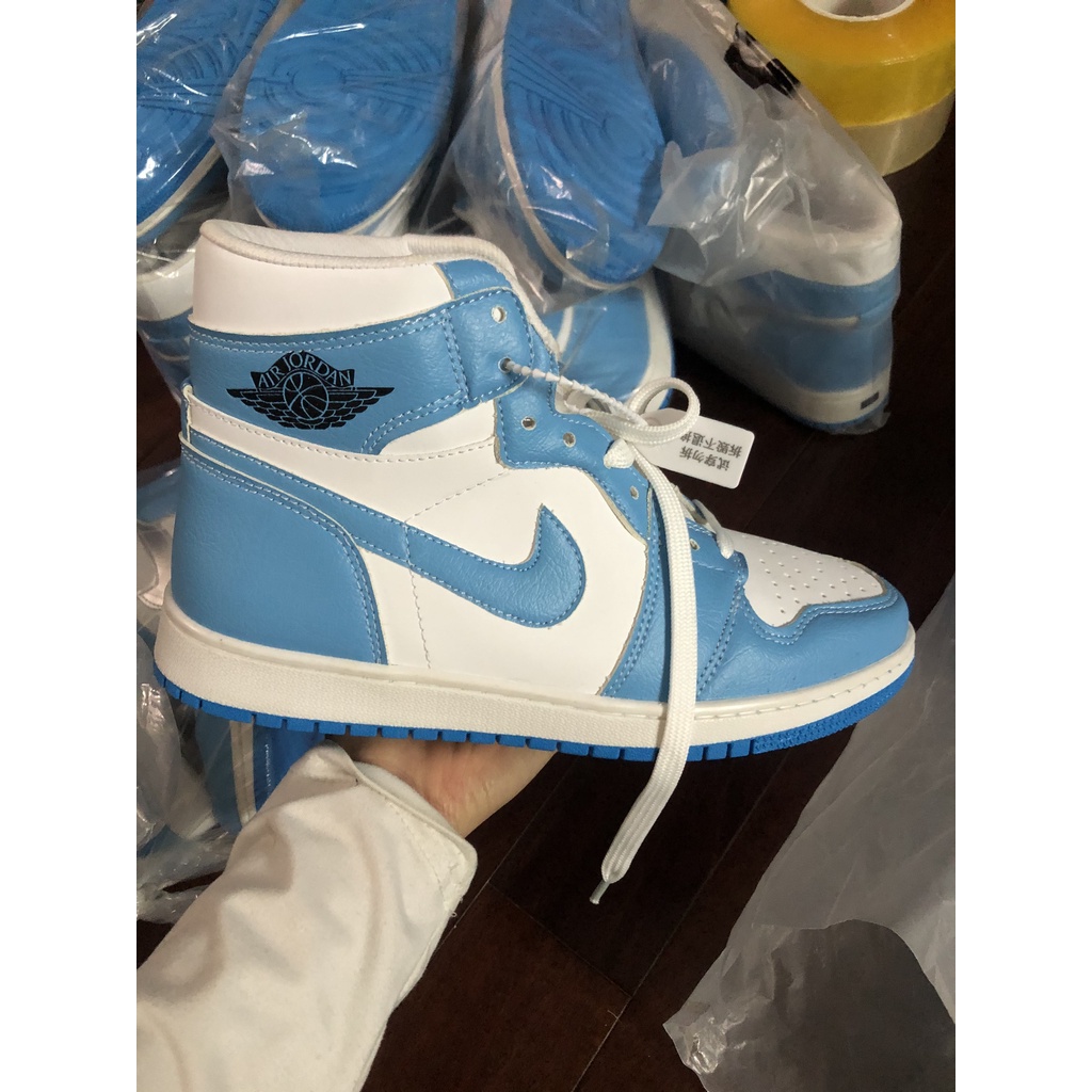 Giày Sneaker Air 1 High Xanh Cao Cổ University Blue, Giày Thể Thao Nữ JD1 Fullbox