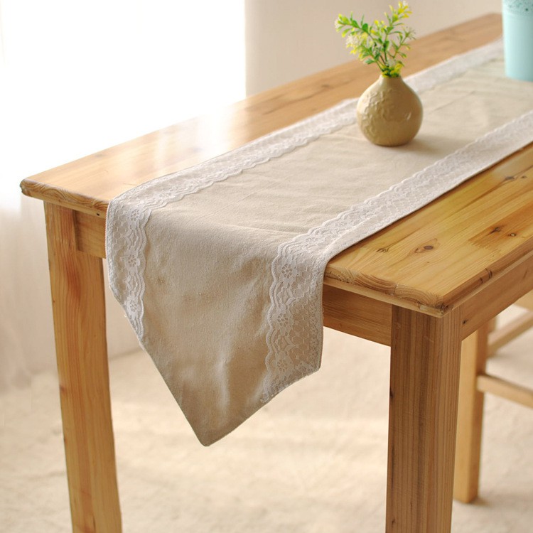 Decorative cotton linen table runner Lace coffee table flag Decorative cushion