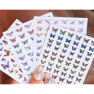 Sticker dán móng nail bướm lấp lánh rainbow 1020