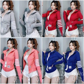 [45-55kg] Áo Khoác Thun Gân Nữ Phối Sọc Tay Vải Dày Dặn, Đẹp. Áo Khoác Gân Nữ 4 Túi Cao Cấp [TGN-VT-H159]