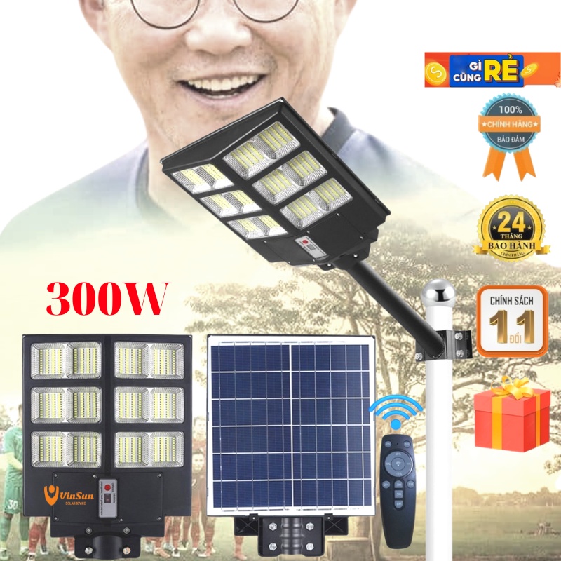 ĐÈN NĂNG LƯỢNG MẶT TRỜI SÂN VƯỜN VINSUN SOLAR LIGHT ĐÈN LED NGOÀI TRỜI LIỀN THỂ KÉP 300W CHÍNH HÃNG 2022