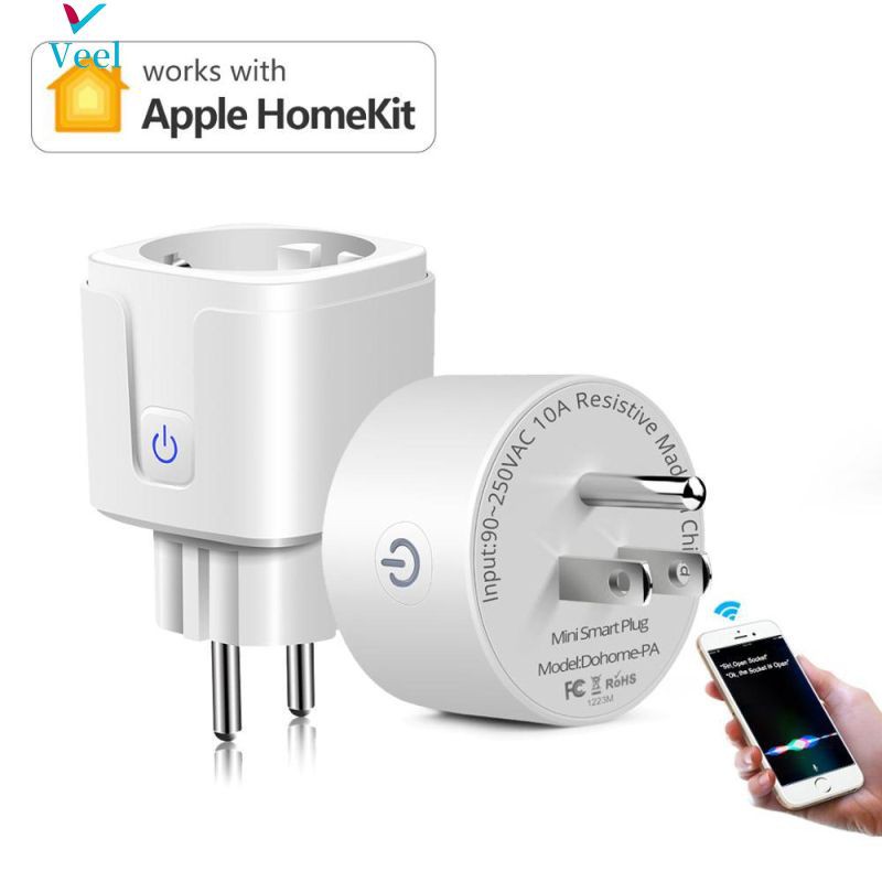 【Ready Stock】 Wifi Smart Socket US/EU 100-240V Remote Control Smart Socket For Apple HomeKit APP Monitoring 【Veel】