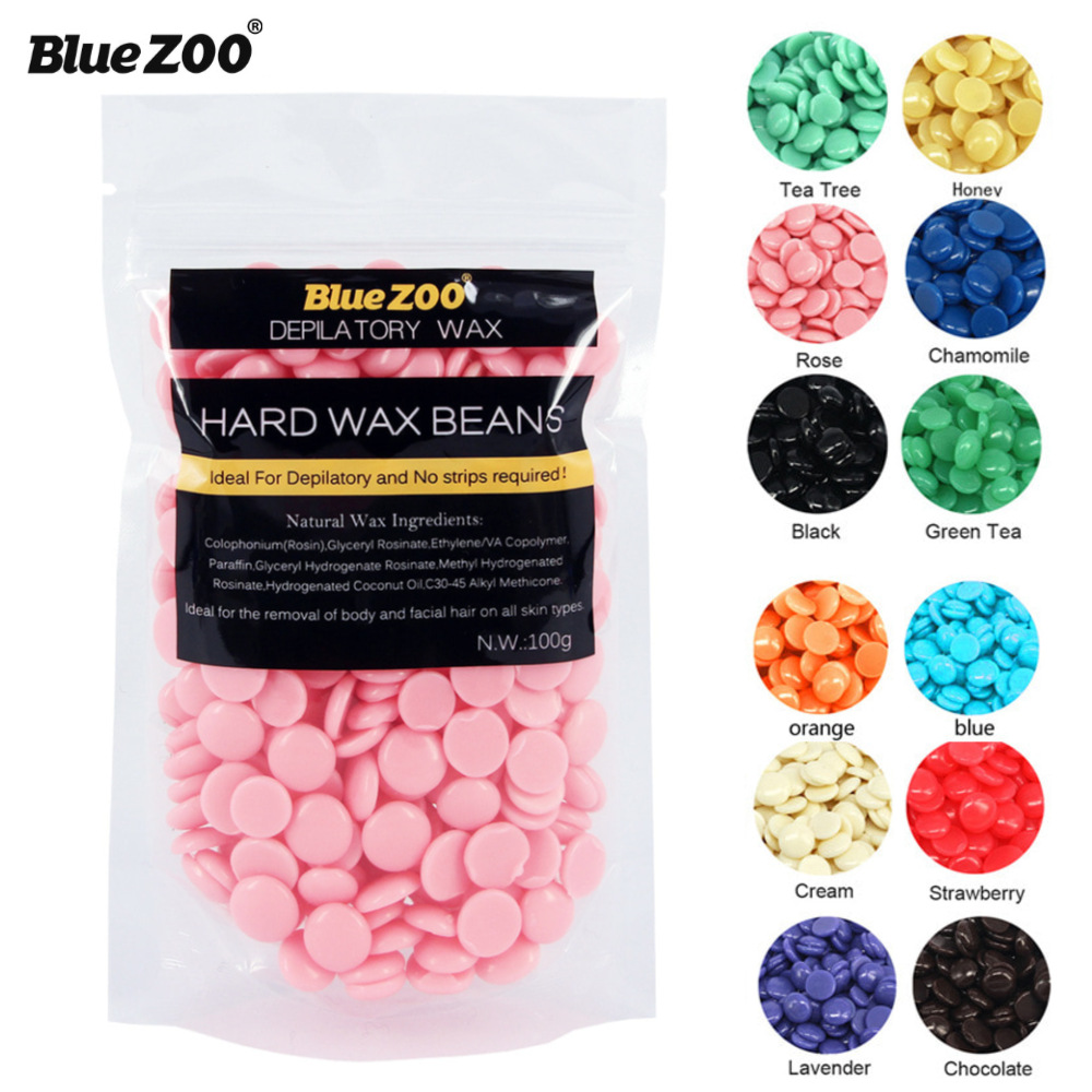 【YJS】 Lue Zoo Hair Removal Wax Beads Painless Facial Body Hair Depilatory Natural Wax Blue 100G