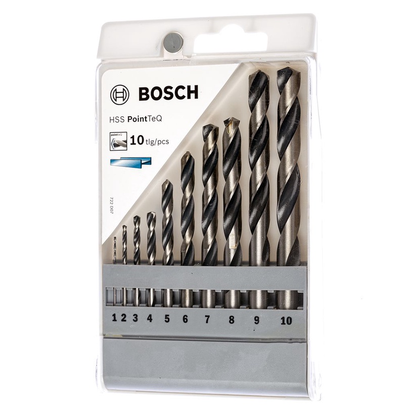 Bộ 10 mũi khoan sắt Bosch HSS PointTeQ Bộ mũi khoan 10 mũi Bosch HSS Din338