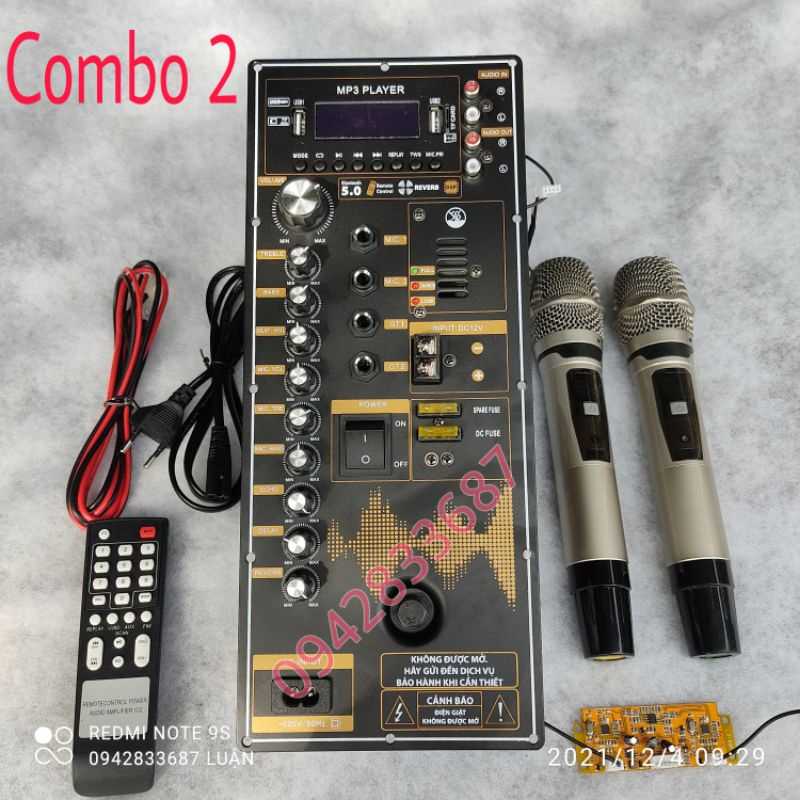 Mạch Loa Kéo Reverb V-250A 4 Tấc Đôi Kèm Micro 15 x 35