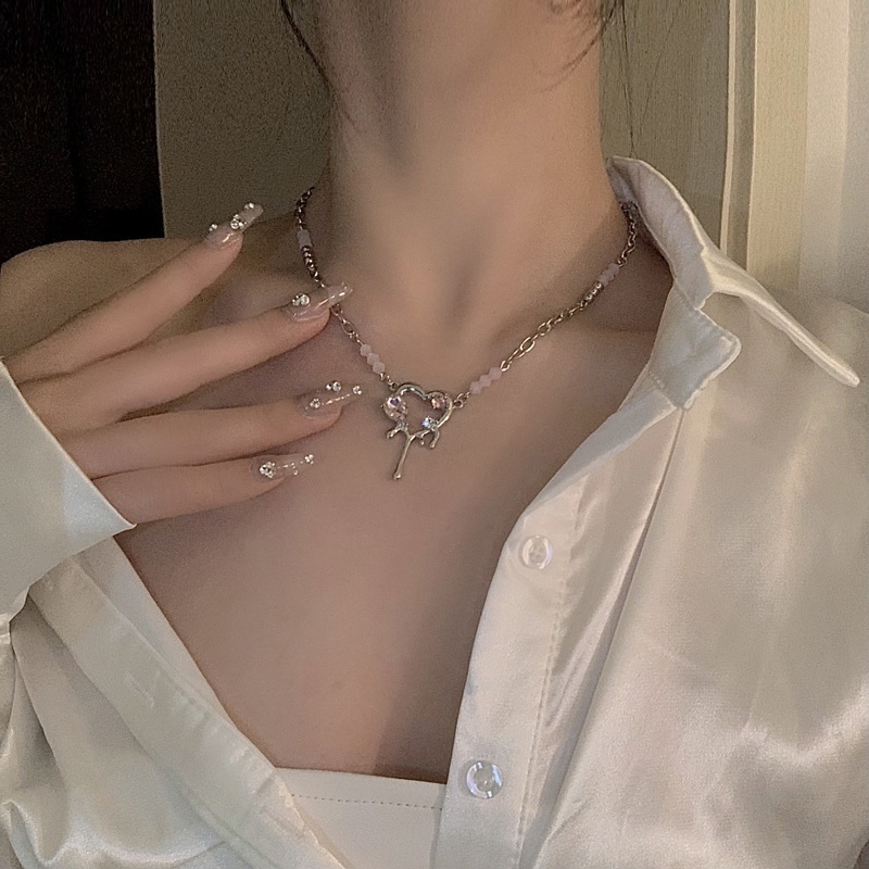 Vòng cổ Chuỗi Hạt Màu Hồng Phong Cách Harajuku Sang Trọng Chất Lượng Cao