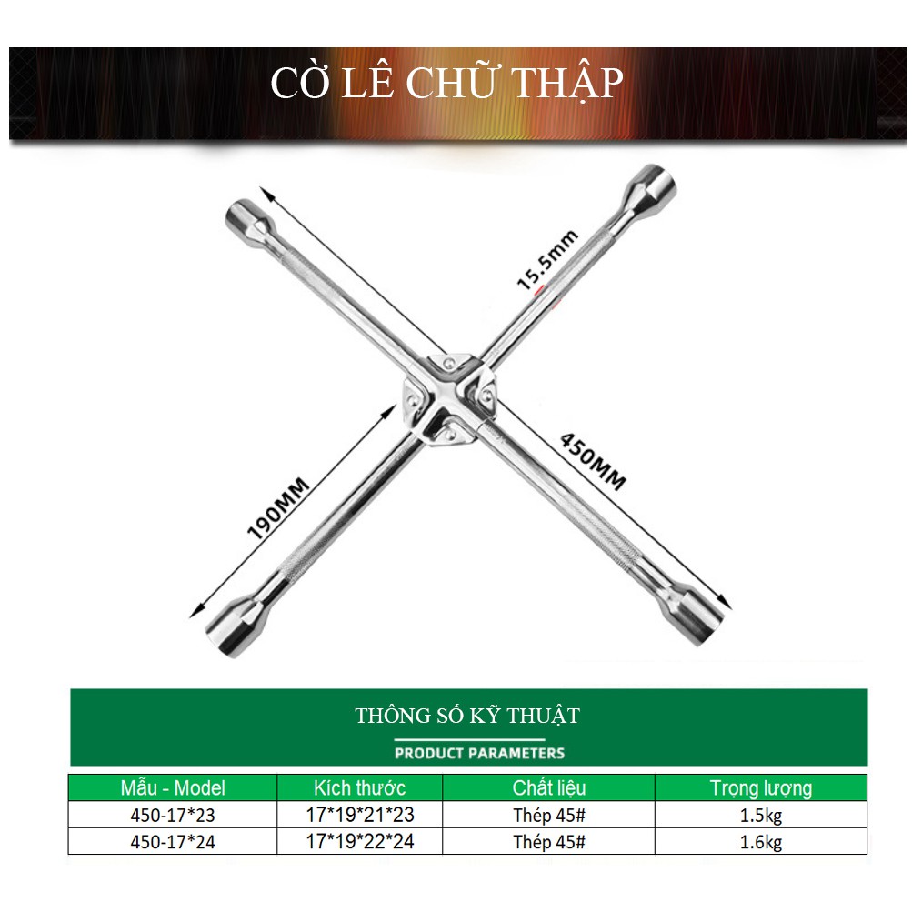 Cờ lê chữ thập, cờ lê chữ X, Dụng Cụ Tháo Lốp Dự Phòng Xe Hơi Tiết Kiệm Sức Lao Động - Chính hãng TUOSEN