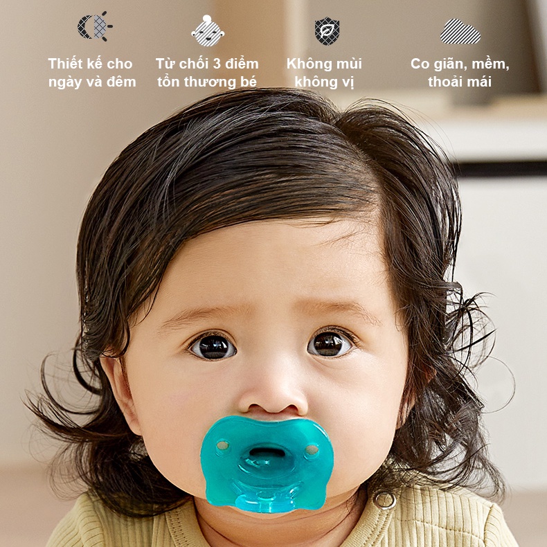 Núm ti giả silicone AAG9003 siêu mềm chống hô răng an toàn tiện lợi cho bé