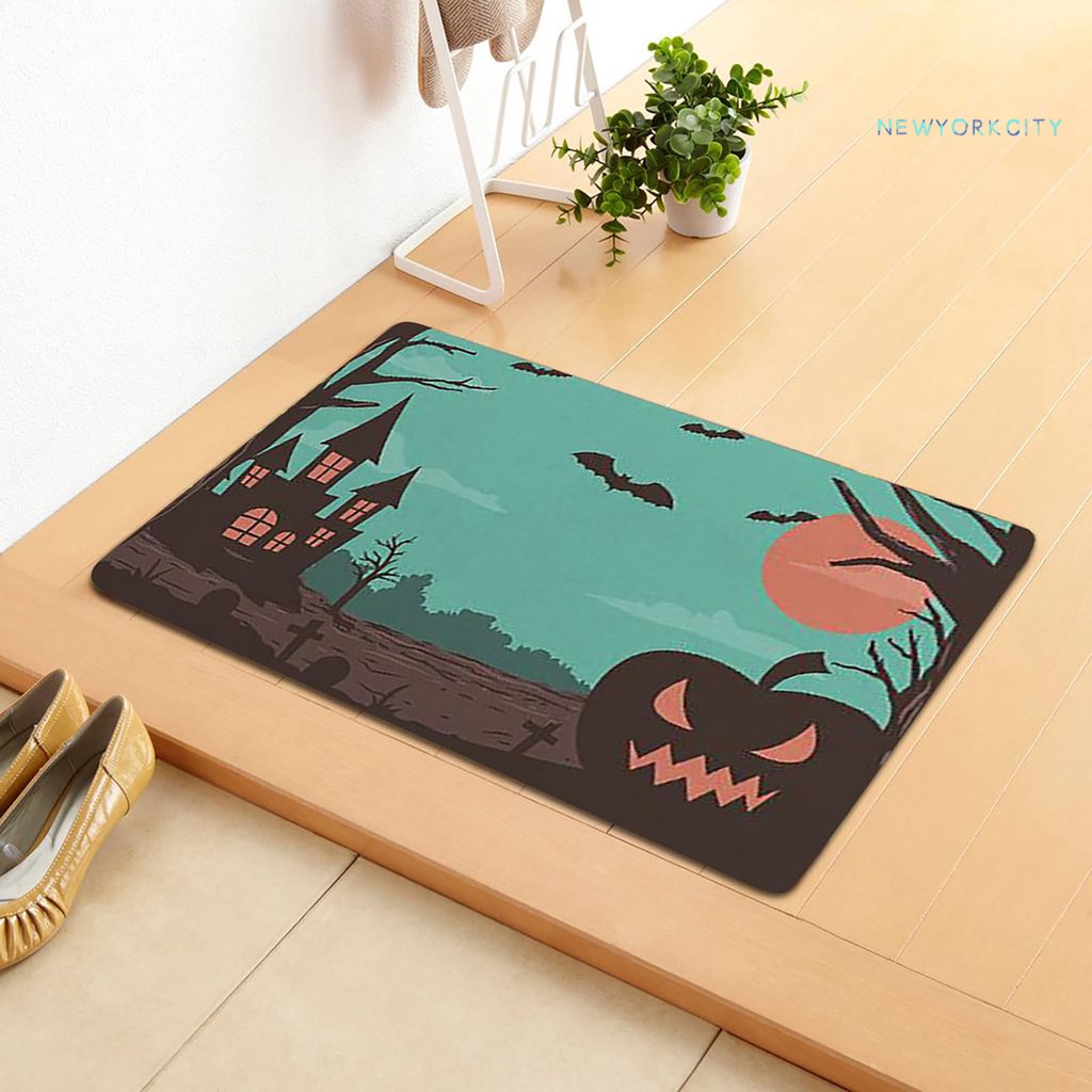 Thảm Chùi Chân Thấm Hút Nước Mạnh Chống Trượt Họa Tiết Kinh Dị Trang Trí Halloween