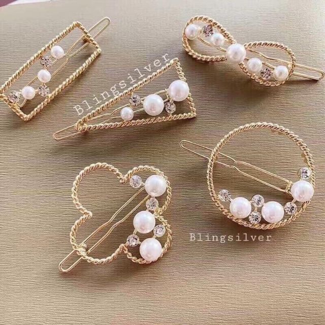 Kẹp tóc đính hạt Hàn Quốc (set 5 cây)