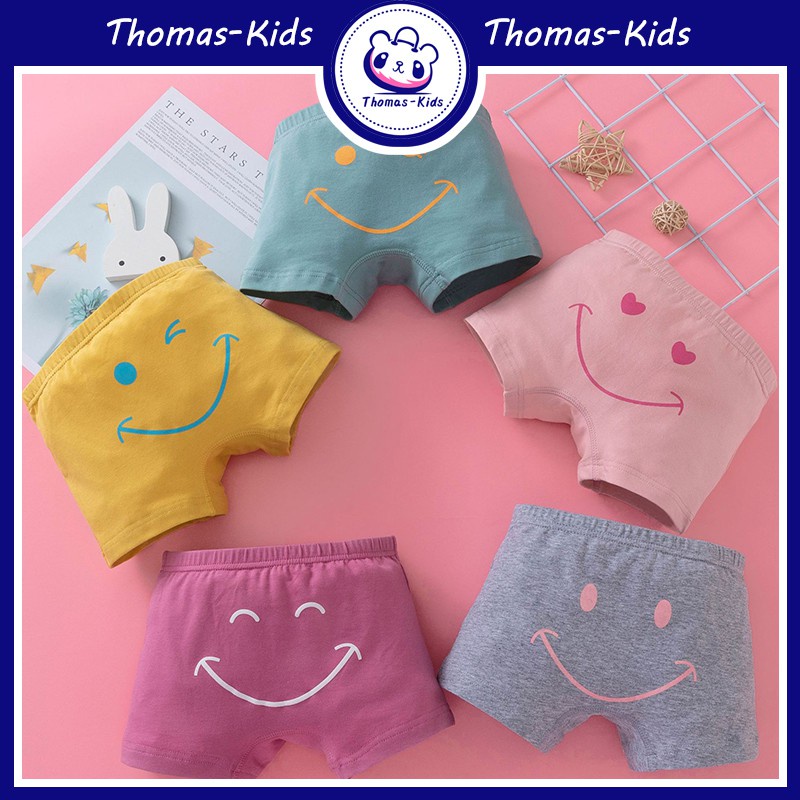Set 5 Quần Lót Boxer Cotton Thể Thao Dành Cho Bé Gái