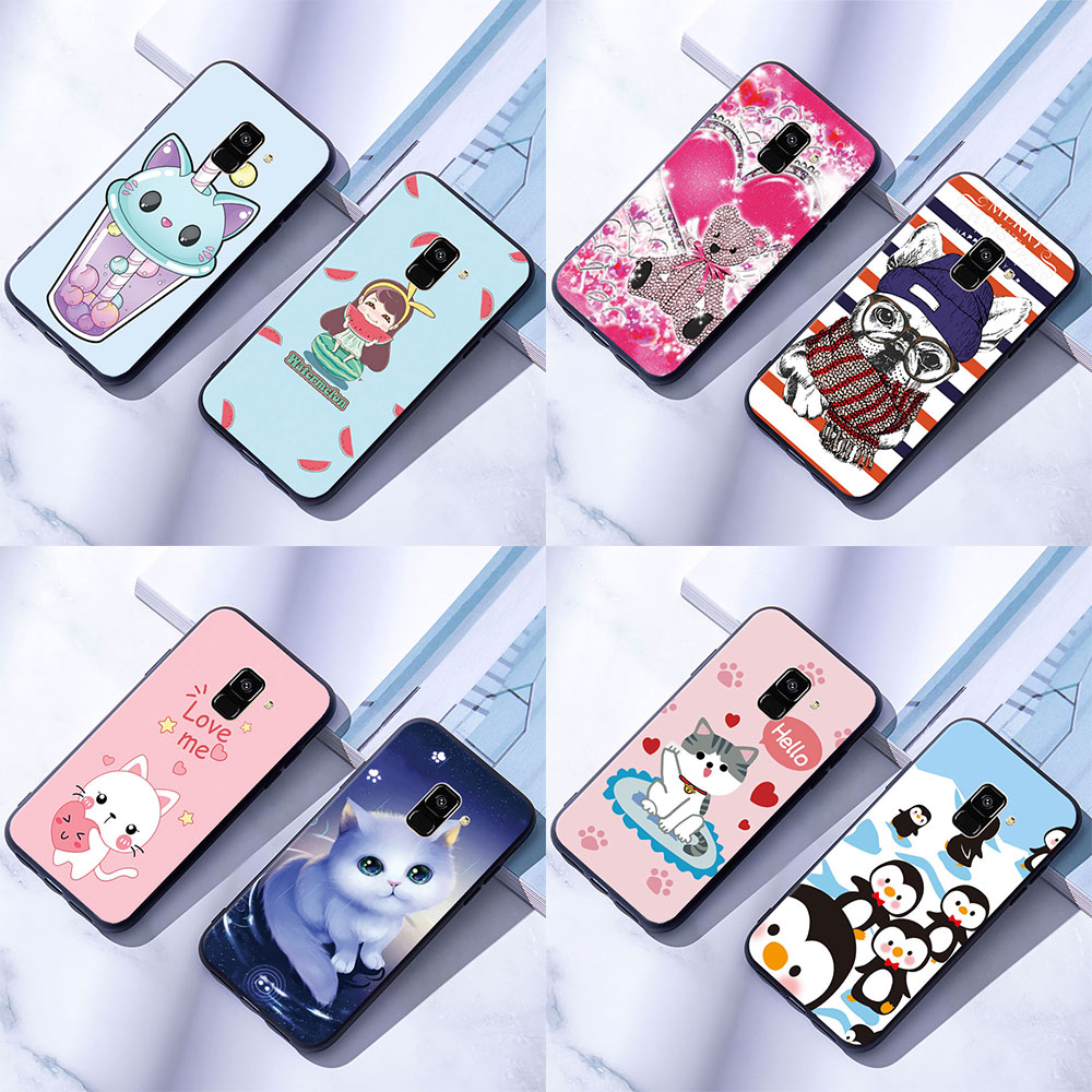 Ốp Lưng Silicon In Hình Thú Cưng Đáng Yêu Cho Samsung Galaxy A6 A8 Plus A7 A9 2018