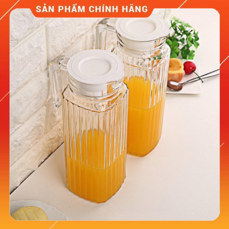 CHÍNH HÃNG - Bình đựng nước thủy tinh trắng 1000ml,bình thủy tinh đựng nước cao cấp